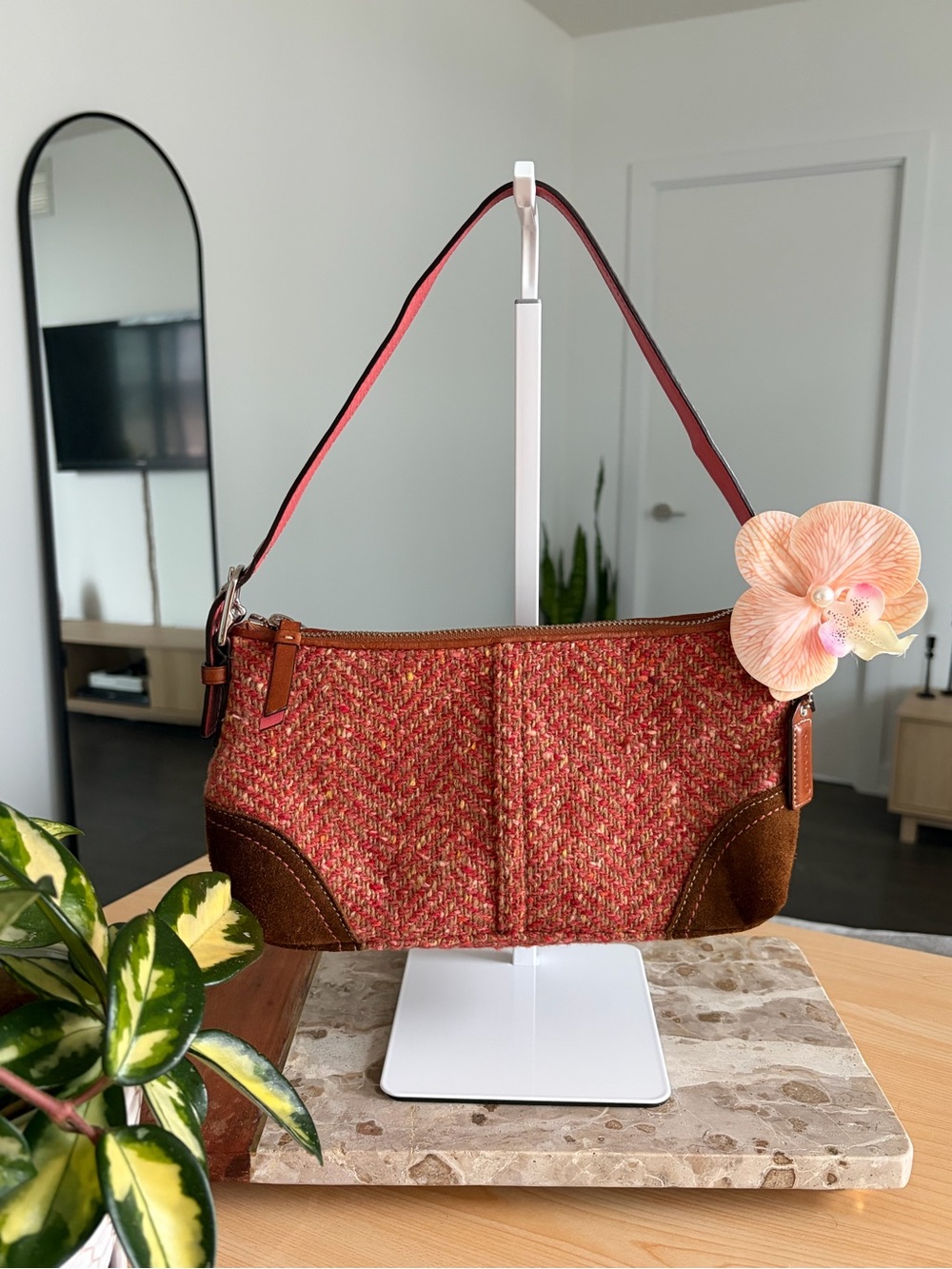 RARE Coach Hamptons Demi Herringbone Wool & Tweed